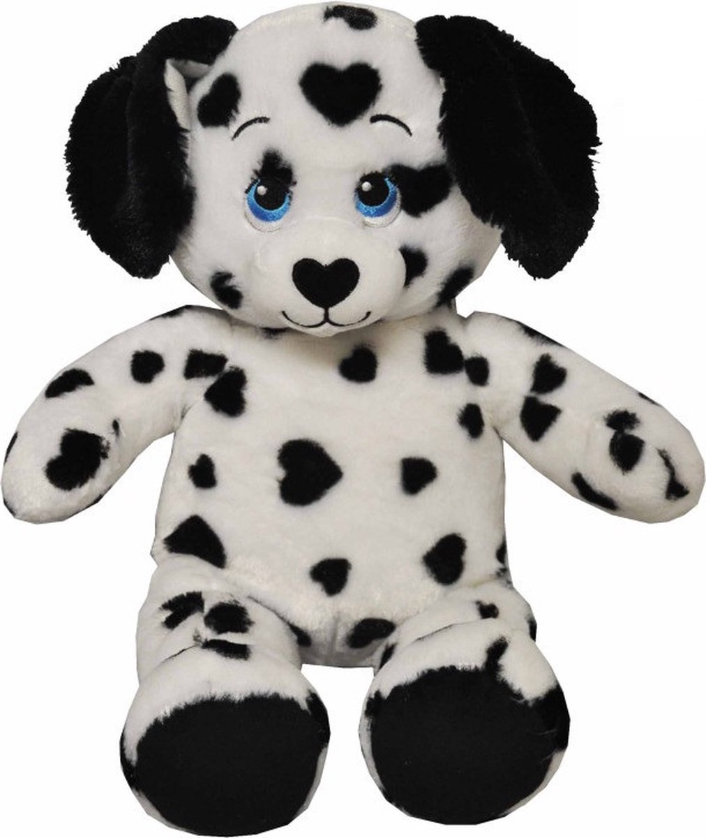 Sandy Knuffeldier Dalmatiër hond - zachte pluche stof - dieren knuffels - zwart/wit - 41 cm