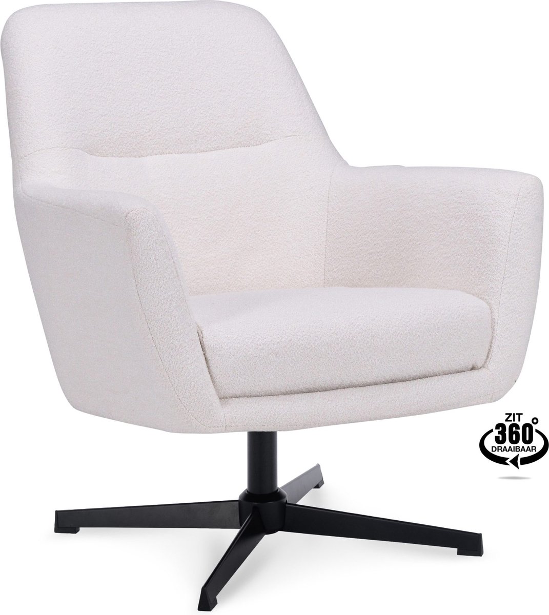 Icon Living - Fauteuil Espen - Stof Alpine Ivory - Draaivoet Zwart