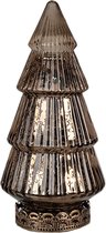 Clayre & Eef Décoration de Noël avec éclairage LED Sapin de Noël Ø 8x16 cm Marron Verre