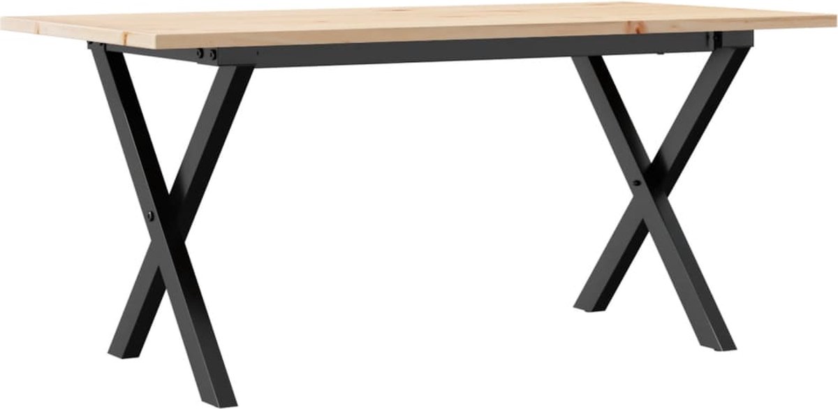 vidaXL Salontafel - X-frame - 90x40x45 - cm - massief - grenenhout - en - staal Bruin