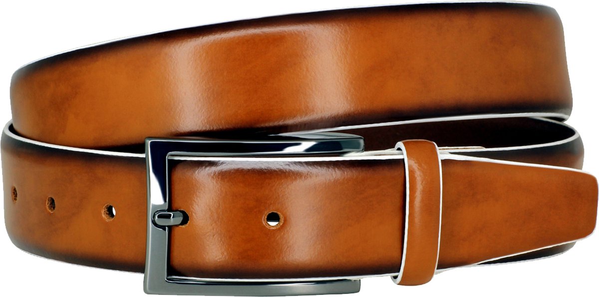 LINDENMANN leren heren riem - cognac