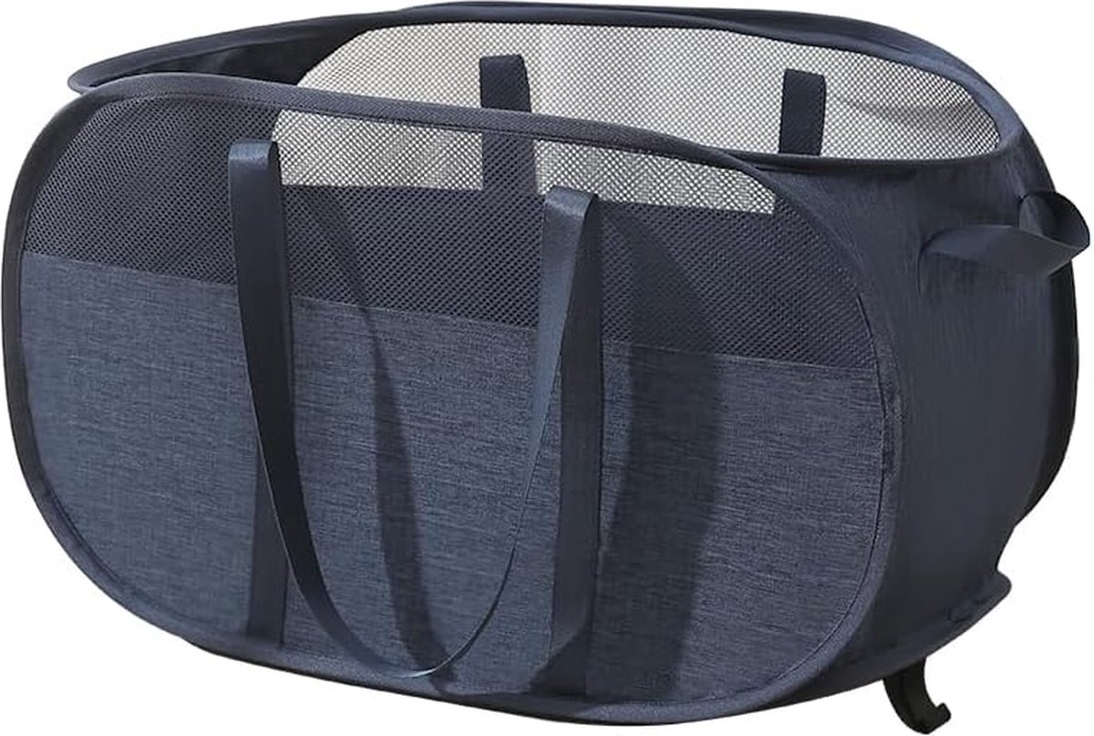 Goedkoopste Pop-up wasmand, opvouwbare wasmand, verpakking van 2, wasmand, opvouwbaar met handvat, wasmand, opbergmand voor kinderkamer, kamperen en reizen (positieve ionen marineblauw