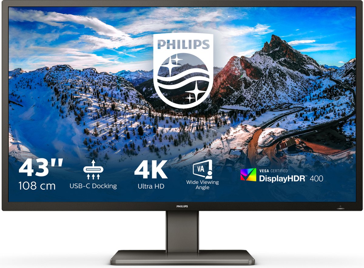 Philips P Line 439P1/00 LED display 108 cm (42.5") 3840 x 2160 Pixels 4K Ultra HD Zwart