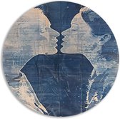 Gezicht wandschalen - Mens rond schilderij - Wandschalen Textuur - Klassiek schilderijen - Wandschaal - Woondecoratie muurcirkel forex 90x90 cm
