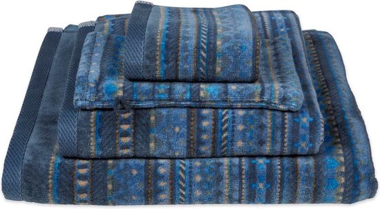 Grote Handdoek Jasmin Jacquard Donkerblauw 70x140cm