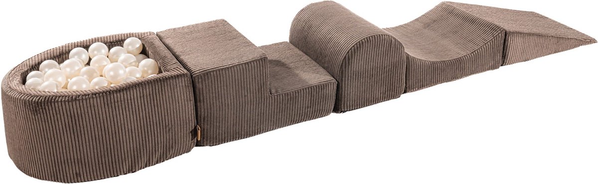 MEOWBABY Speelset met kleine ballenbak Bruin en wit parelmoer