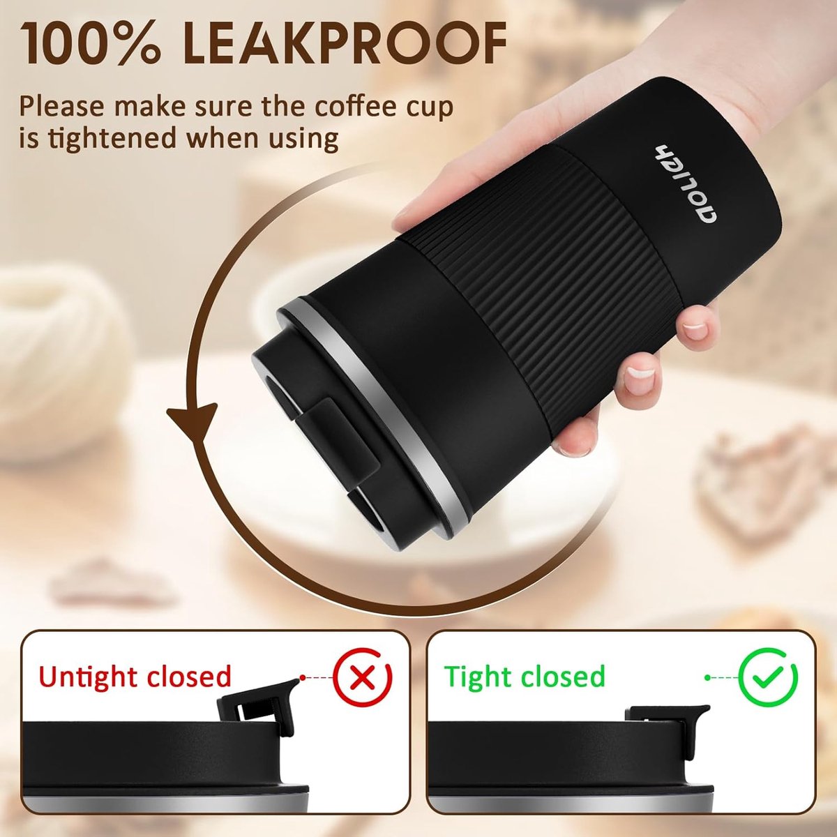 Koffiemok To Go Thermo 340 ml - Houdt Drank Tot 6 Uur Warm, Met Eén Koffiemok To Go Thermo 340 ml - Houdt Drank Tot 6 Uur Warm, Met Eén