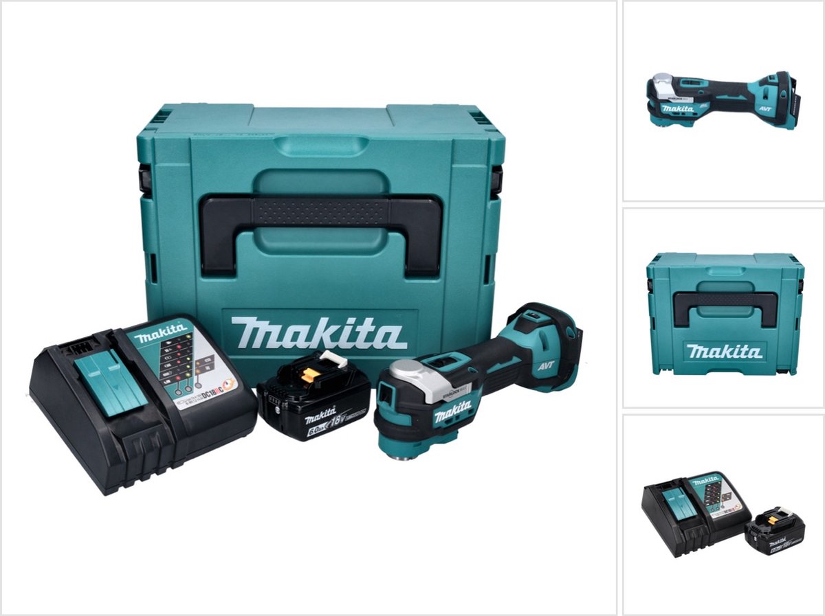 Makita DTM 52 RG1J accu multifunctioneel gereedschap 18 V Starlock Max Brushless + 1x accu 6,0 Ah + oplader + Makpac