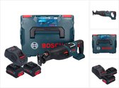 Bosch Professional GSA 18V-28 Reciprozaag - BITURBO - Met 2x 18V accu's (5.5 Ah) en lader - Met 2x zaagblad - in L-Boxx