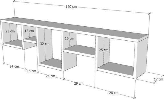 Gele Wandplank | 18mm Dikte | 120x32x17cm | Melamine Gecoat