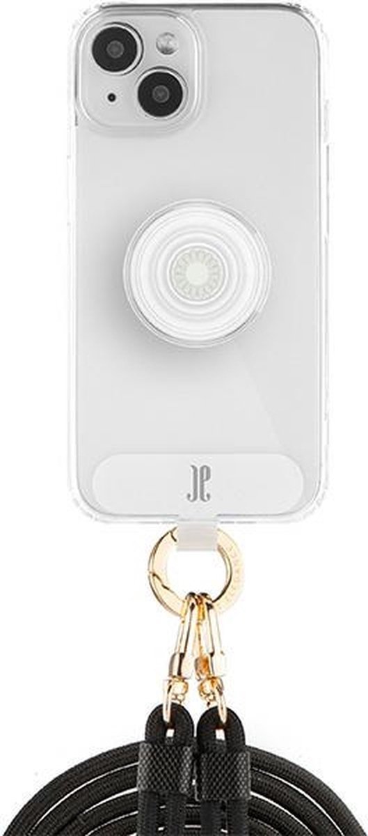 Just Elegance Hard Case Back Cover met PopGrip en koord voor Apple iPhone 15 - Transparant