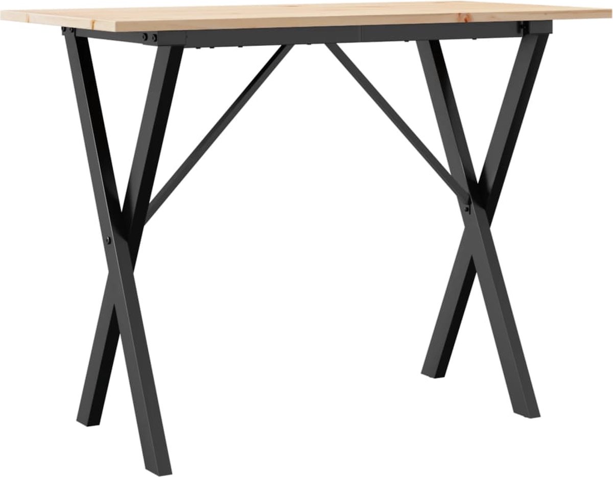 vidaXL Eettafel - X-frame - 100x50x75 - cm - massief - grenenhout - en - staal Bruin