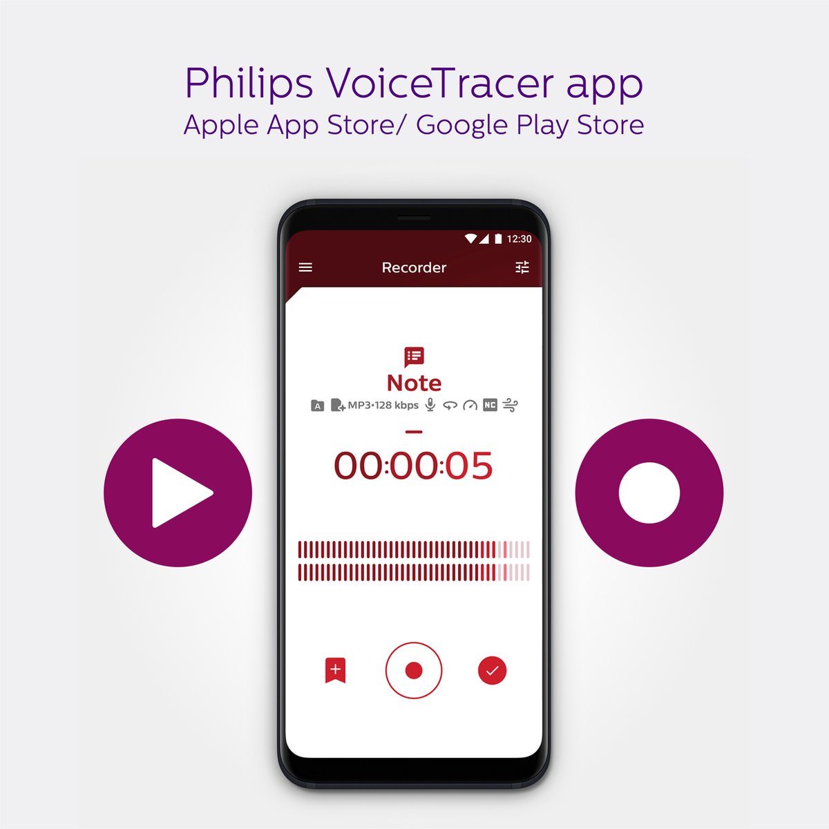 Afbeelding 3 van Philips DVT8115 Audiorecorder - 360° Tafelmicrofoon - 3Mic Stereo, 24-bits/96 kHz - Sembly Ai spraakherkenning - Smartphone-app - Etui met opbergvak - USB-C