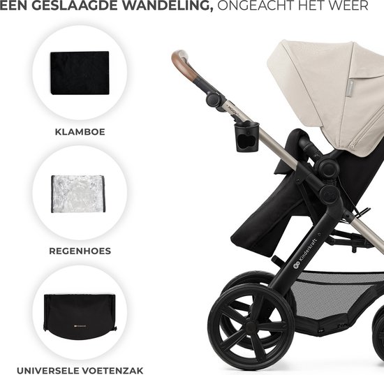 Kinderkraft MOOV 2 - 3-in-1 Kinderwagen - Wandelwagen en kinderwagen - Grote lekbestendige wielen - TRAVEL SYSTEM met MINK PRO i-Size autostoeltje - Vergrote kap UPF50+ - Accessoires: bekerhouder, muskietennet, regenhoes, tas - Grijs van Kinderkraft — afbeelding 3