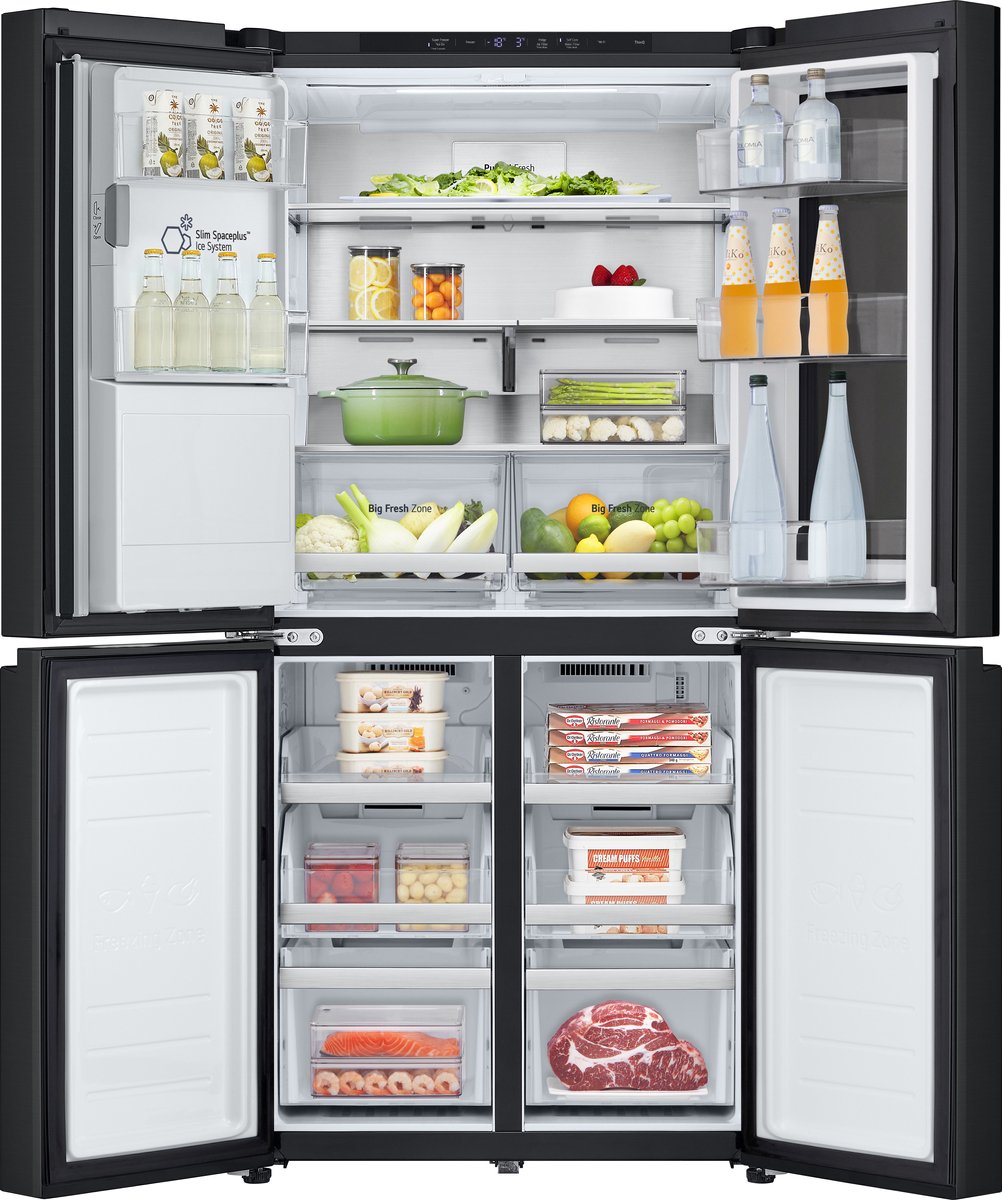 LG InstaView GMG860EPBE 508L French door - Amerikaanse koelkast - InstaView™ om snel binnen te kijken - DoorCooling+™ voor snellere en gelijkmatige koeling tot aan de deur - Ijs en waterdispenser - Zwart — afbeelding 4