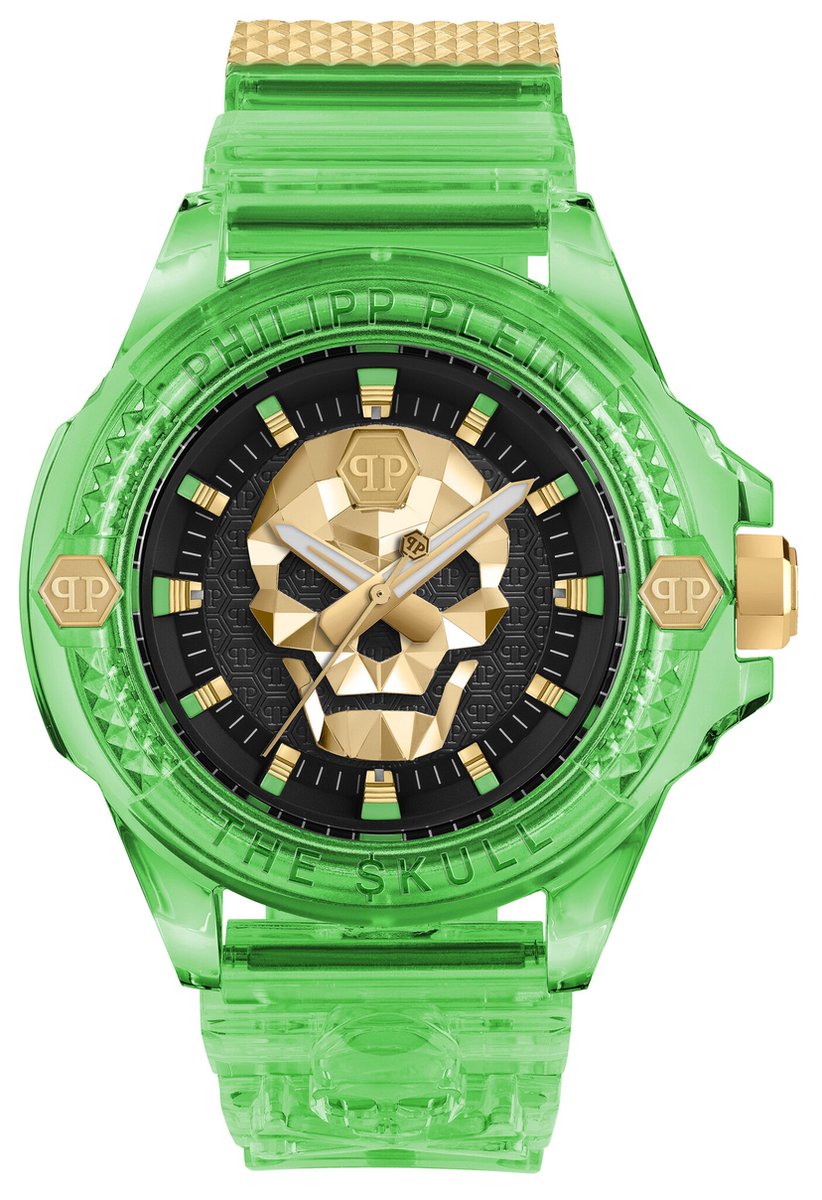 Philipp Plein The $Kull Scuba Duba Edition PWWAA0924 Horloge - Kunststof - Groen - Ø 44 mm
