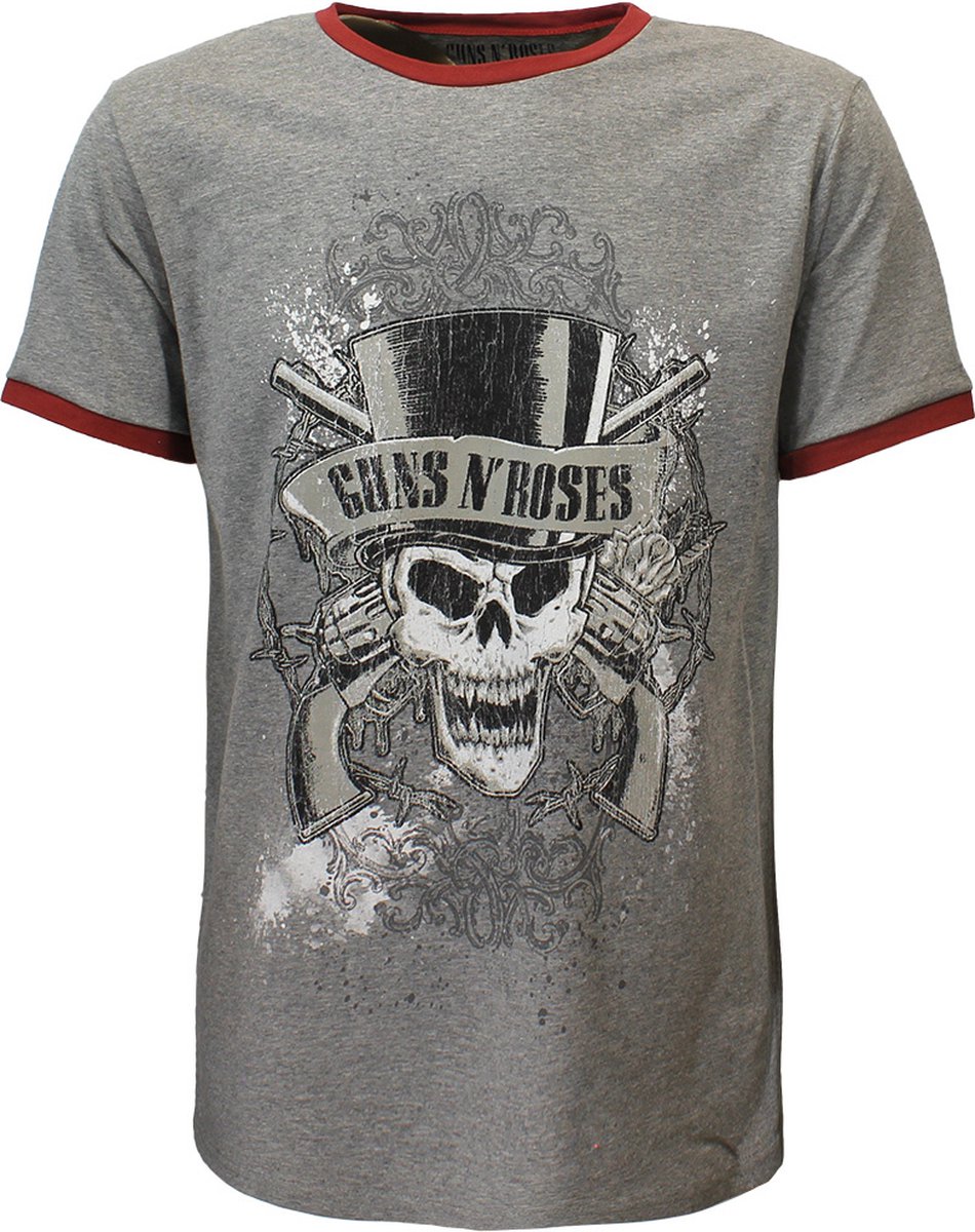 Guns N’ Roses Faded Skull Ringer T-Shirt - Officiële Merchandise - M