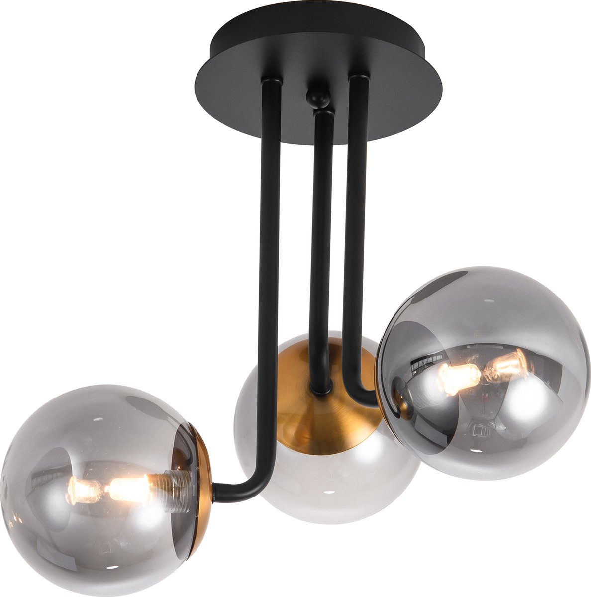 TSURU plafond 3x G9 LED incl. mat zwart/brons