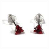 Aramat jewels ® - Zirkonia zweerknopjes driehoek 4mm oorbellen donker rood chirurgisch staal