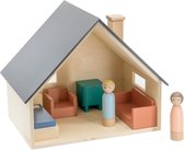 Sebra poppenhuis inclusief houten meubels en poppetjes