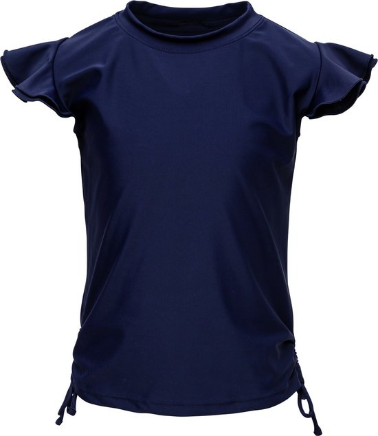 SNAPPERROCK Girls Blue Flutter Sleeve Rash Top