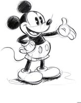 Disney - Toile - Mickey Sketch - Zwart/ Wit - 50x70cm