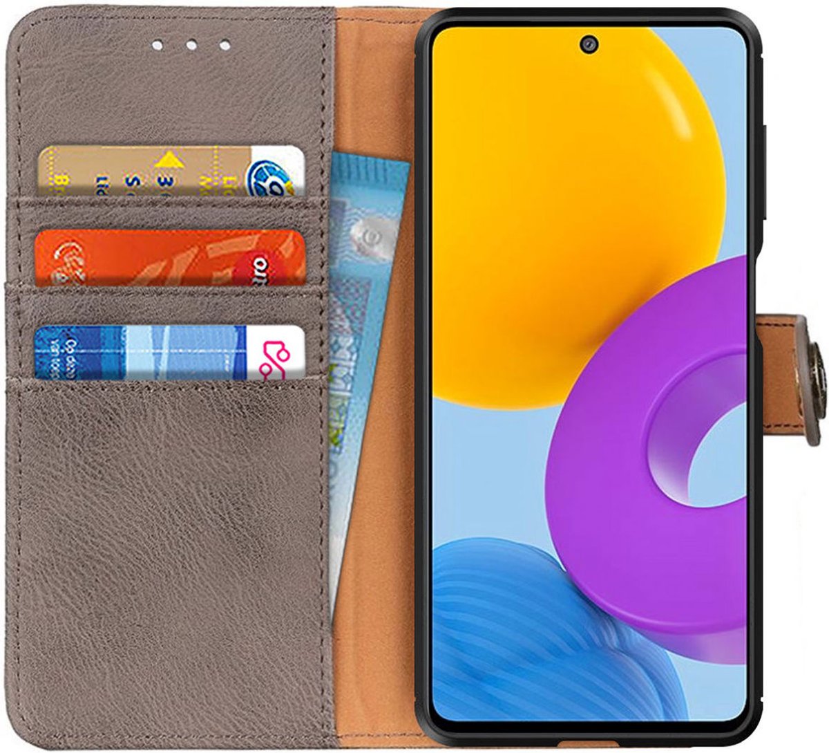 KHAZNEH Hoesje Portemonnee Book Case Grijs Geschikt voor Samsung Galaxy M52