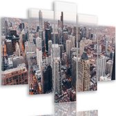 Trend24 - Canvas Schilderij - Chicago Wolkenkrabbers - Vijfluik - Steden - 100x70x2 cm - Meerkleurig