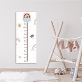 Trend24 - Groeimeter kinderkamer - Canvas Schilderij - Hoofd In De Wolken - Meetlat kind - Babykamer accessoires - Kinderkamer accessoires - 60x150x2 cm - Roze