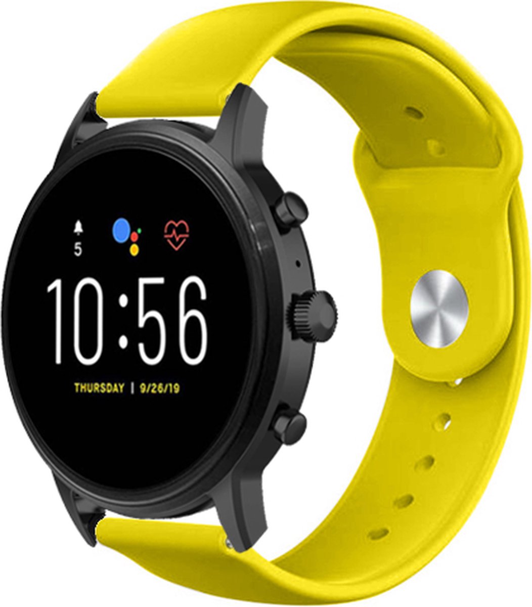 Strap-it Siliconen sport bandje - geschikt voor Fossil Gen 5 / Gen 5e 44mm / Gen 6 44mm - geel