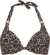 Hunkemöller Dames Badmode Voorgevormde push-up beugel bikinitop Leopard - Beige - maat C85