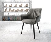 Gestoffeerde-stoel Keila-Flex met armleuning 4-poot conisch zwart grijs vintage