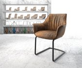 Gestoffeerde-stoel Keila-Flex met armleuning sledemodel rond zwart bruin vintage