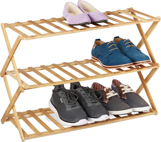 Relaxdays schoenenrek uitschuifbaar - bamboe - opbergrek schoenen hal - rek  voor schoenen | bol.com