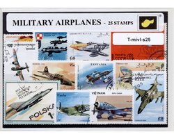 Militaire vliegtuigen – Luxe postzegel pakket (A6 formaat) : collectie van 25 verschillende postzegels van militaire vliegtuigen – kan als ansichtkaart in een A6 envelop - authentiek cadeau - kado - geschenk - kaart - bommenwerper - geschut - raket