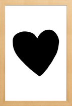 JUNIQE - Poster met houten lijst Big Heart -13x18 /Wit & Zwart