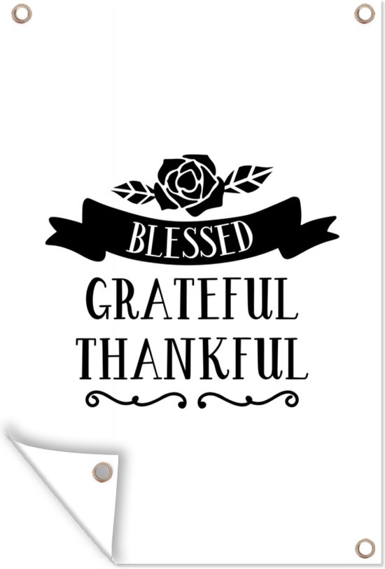 Quote Blessed Grateful Thankful wanddecoratie wit