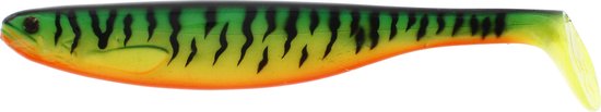 Shad met tijgerprint in groen, zwart, geel en oranje.