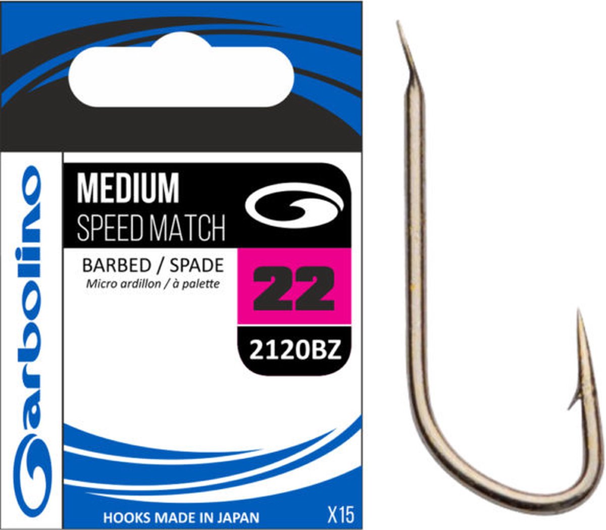 Garbolino Medium Speed Match Barbed-Spade (15 pcs) - Maat : 22