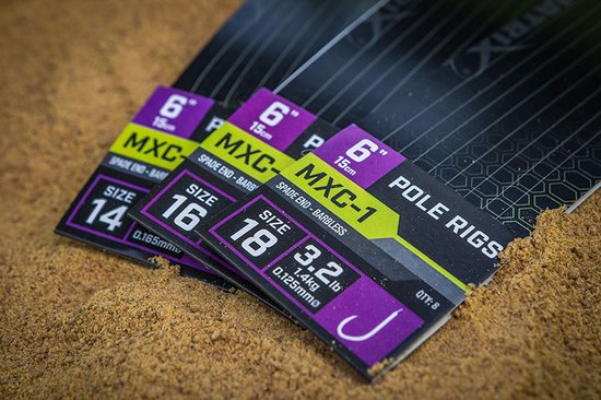 Matrix Onderlijn MXC-1 Pole Rigs 6” (15cm) Spade End - Barbless - Maat : Haak 16 van Matrix — afbeelding 3