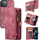 Caseme - vintage 2 in 1 portemonnee hoes - iPhone 12 Mini - Rood