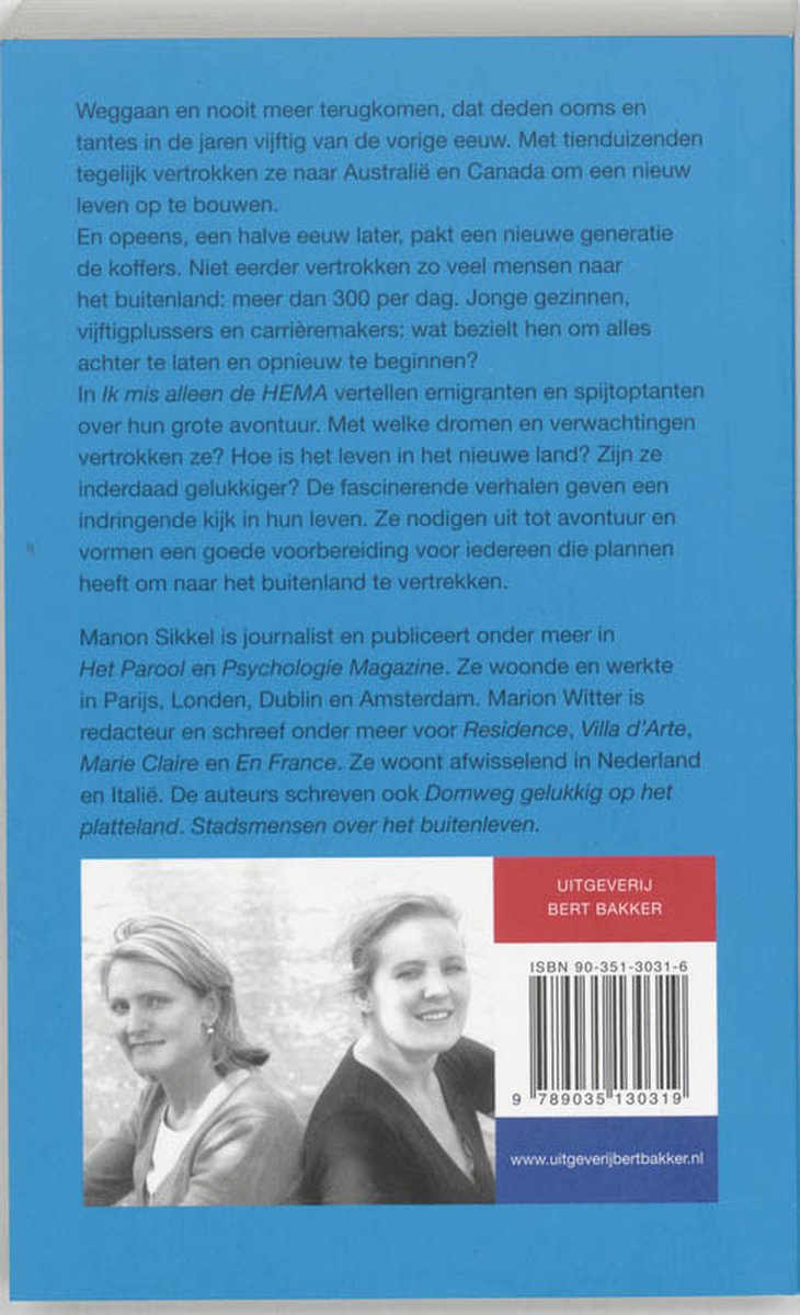 Ik mis alleen de HEMA - back cover