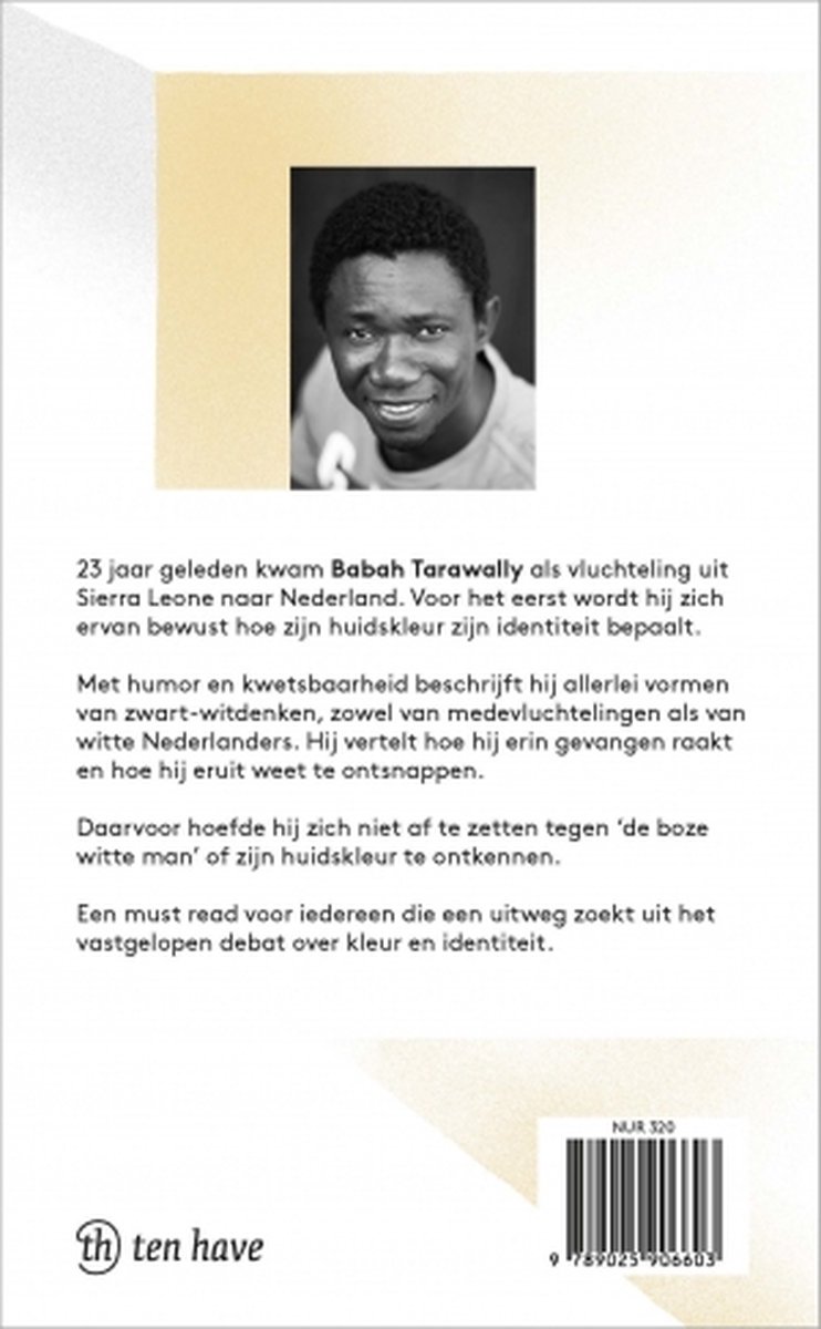 Boekomslag met portret van een lachende man.