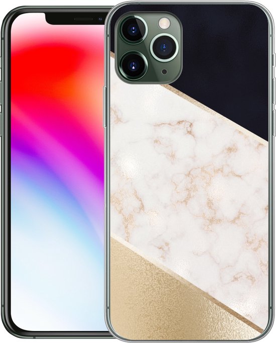 Coque iPhone 11 Pro - Imprimé marbré - Goud - Rose - Coque en Siliconen téléphone -
