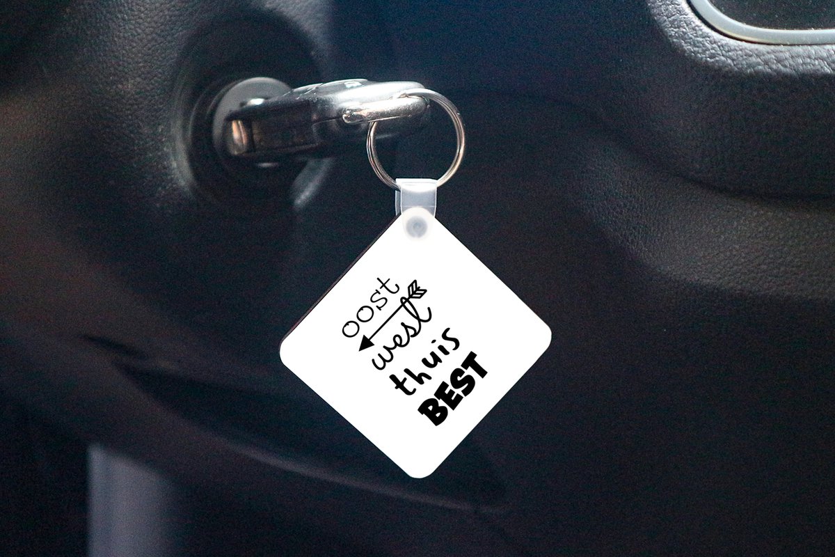Sleutelhanger - Uitdeelcadeautjes - Thuis - Quote - Zwart - Wit - Oost