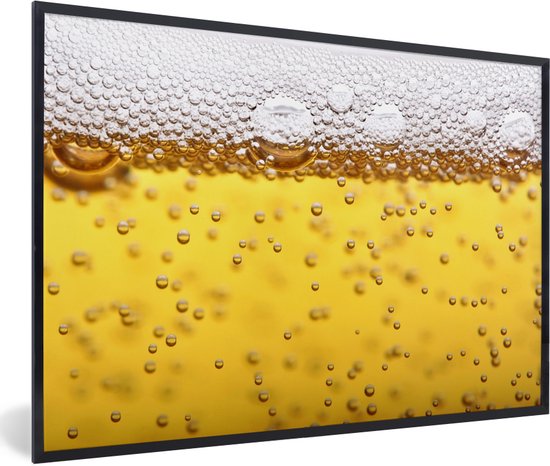 Fotolijst incl. Poster - Bierbubbels in glas met bier - 60x40 cm - Posterlijst