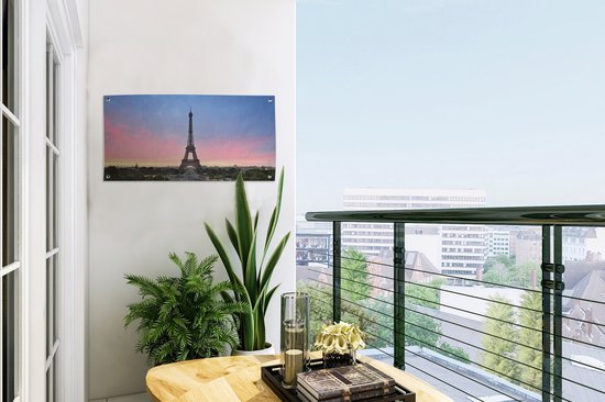 Affiche jardin Paris - Tour Eiffel - Soleil - 60x30 cm - Toile jardin - Affiche extérieure