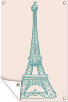 Muurdecoratie Parijs - Eiffeltoren - Illustratie - 120x180 cm - Tuinposter - Tuindoek - Buitenposter