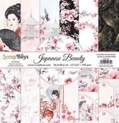 ScrapBoys Japanese Beauty paperset 12 vl+cut out elements-DZ JABE-08 190gr 30,5x30,5cm