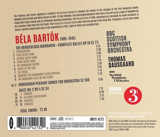 Bartok: The Miraculous Mandarin. Suite No. 2 & Hungarian Peasant Songs